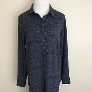 SALE!! EUC! Lila Rose Long Sleeve Shirt Dress Blue Geometric W/ Pockets, Size 4